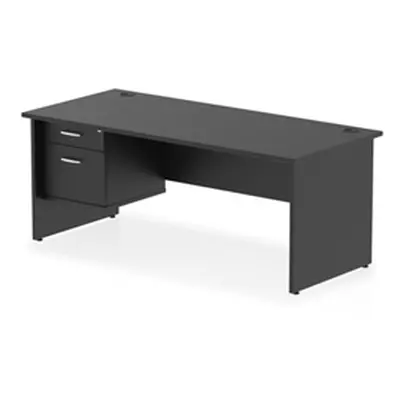 Impulse 1800x800 Desk Black Top Panel End 1x2 Drawer Fixed Ped