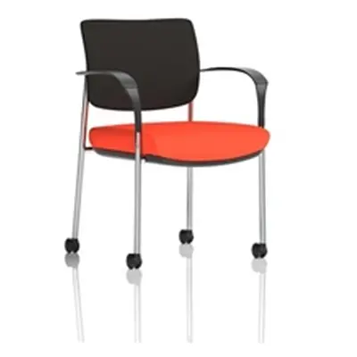 Brunswick Deluxe Black Fabric Back Chrome Frame Seat Orange + Arms