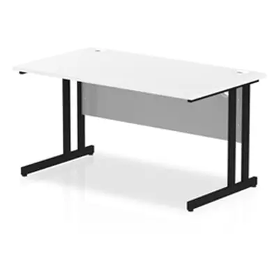 Impulse 1400 x 800mm Straight Desk White Top Black Cantilever Leg