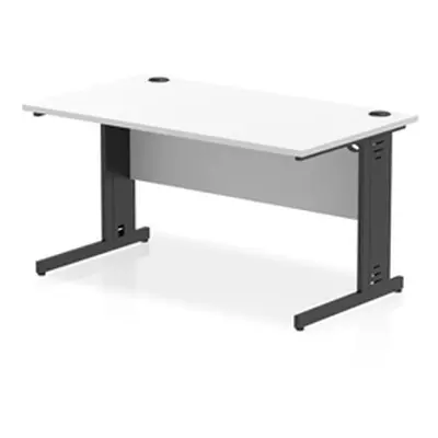 Impulse 1400x800mm Straight Desk White Top Black Cable Managed Leg