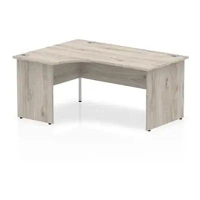 Impulse 1600mm Left Crescent Desk Grey Oak Top Panel End Leg