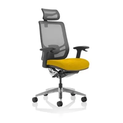 Ergo Click Fabric Seat Senna Yellow Black Mesh Back with Headrest