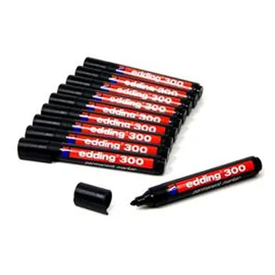 Edding 300 Permanent Bullet Tip Marker Black (10 Pack)