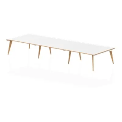 Oslo 4800mm Boardroom Table White Top Wood Edge White Frame