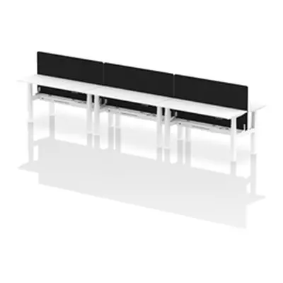 Air B2B 1600x600mm Adjustable 6P Bench Desk CP White/White + Screen