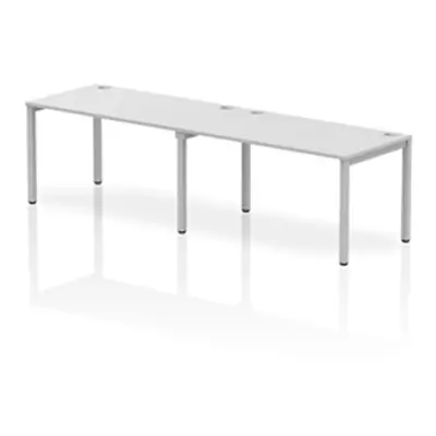 Impulse Bench Single Row 2 Person 1400 Silver Frame Bench Desk White