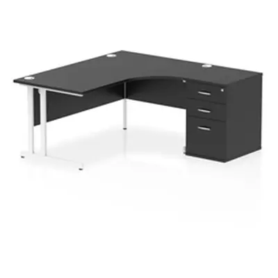 Impulse 1600 RH Crescent Desk Cantilever Black/White 600 Desk High Ped