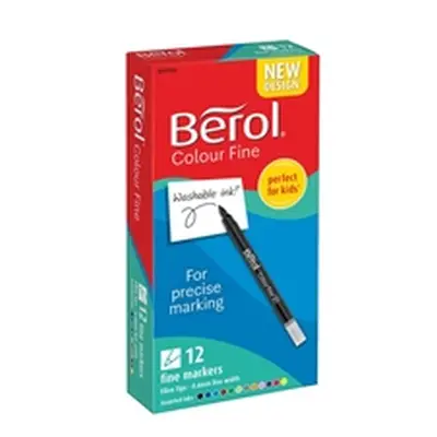 Berol Assorted Water-Based Colourfine Pens Wallet (12 Pack) S0376510