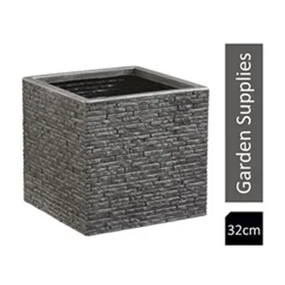 Strata Slate Pewter 32cm Short Square Planter {GN686-PEW}