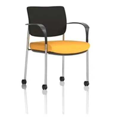 Brunswick Deluxe Black Fabric Back Chrome Frame Seat Yellow + Arms