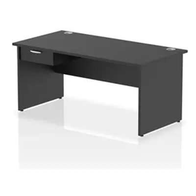 Impulse 1600x800 Desk Black Top Panel End 1x1 Drawer Fixed Ped