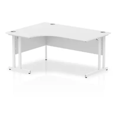 Impulse 1600mm Left Crescent Desk White Top White Cantilever Leg