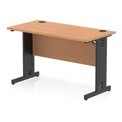 Impulse 1200x600mm Straight Desk Oak Top Black Cable Managed Leg