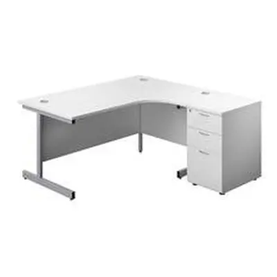 1600X1200 Single Right Hand Radial Desk White-Silver