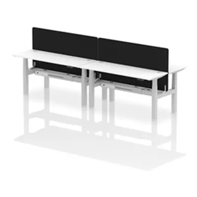 Air B2B 1600x600mm Adjustable 4P Bench Desk CP White/Silver + Screen