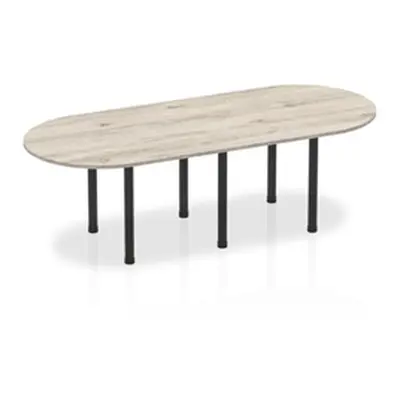 Impulse 2400mm Boardroom Table Grey Oak Top Black Post Leg