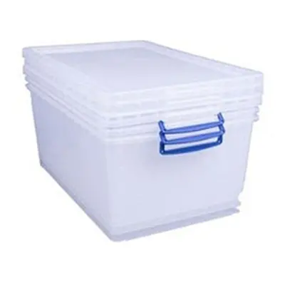 Really Useful Clear Plastic (Nestable) Storage Box 62 Litre - PACK (3)