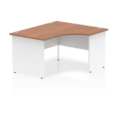 Impulse 1400mm Right Crescent Desk Walnut Top White Panel End Leg