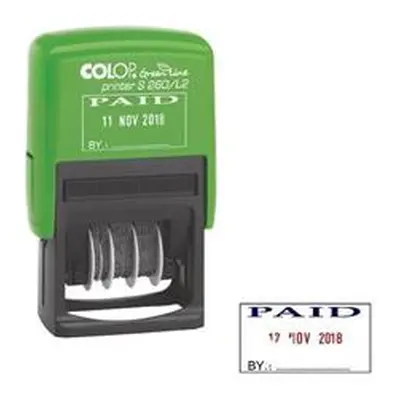 Colop Green Line S260/L2 Text Dater PAID Self-Inking Imprint - 105652