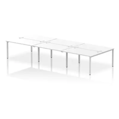 Impulse Bench B2B 6 Person 1400 Silver Frame Office Bench Desk White