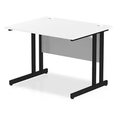 Impulse 1000 x 800mm Straight Desk White Top Black Cantilever Leg