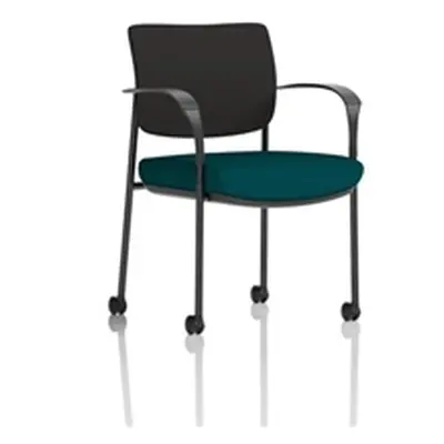 Brunswick Deluxe Black Fabric Back Frame Seat Teal Arms/Castors