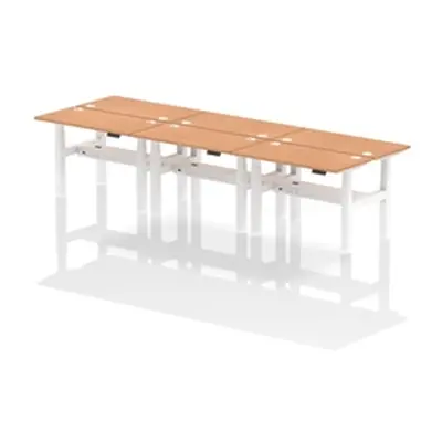 Air B2B 1200x600mm Height Adjustable 6P Bench Desk CP Oak/White