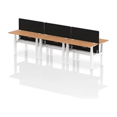 Air B2B 1200x600mm Adjustable 6P Bench Desk CP Oak/White + Screen