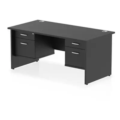 Impulse 1600x800 Desk Black Top Panel End 2x2 Drawer Fixed Ped