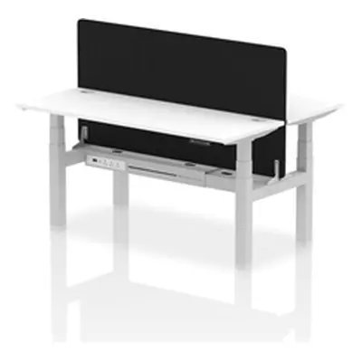 Air B2B 1600x600 Adjustable 2P Bench Desk CP White/Silver + Screen