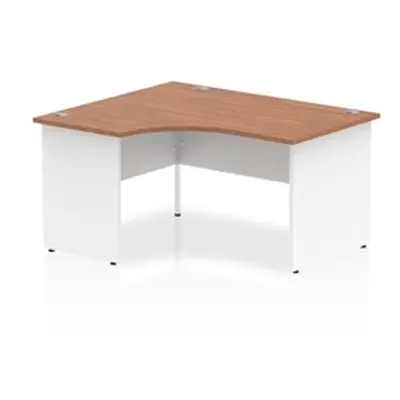 Impulse 1400mm Left Crescent Desk Walnut Top White Panel End Leg