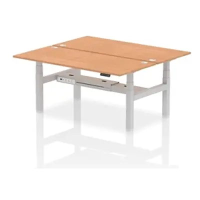 Air B2B 1800x800mm Height Adjustable 2P Bench Desk CP Oak/Silver