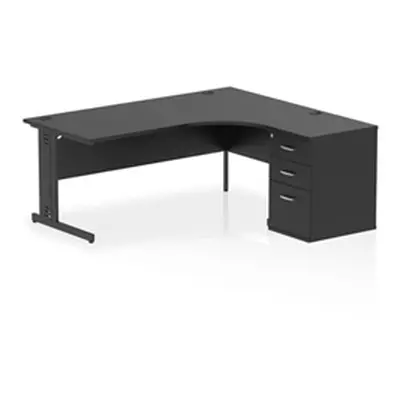 Impulse 1800 RH Crescent Desk Black/Black Cable Managed Leg 600 DH Ped