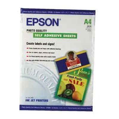 Epson White Photo Paper Self-Adhesive 167gsm (10 Pack)