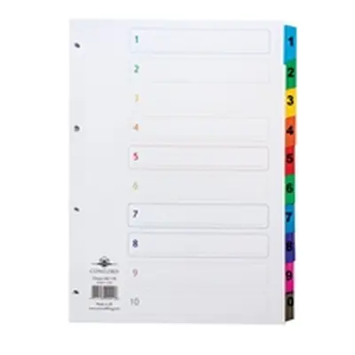 Concord Index 1-10 A4 White With Multi-Colour Tabs 00401/CS4