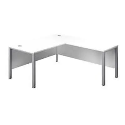 1600X800 Goal Post Right Hand Return Desk White-Silver