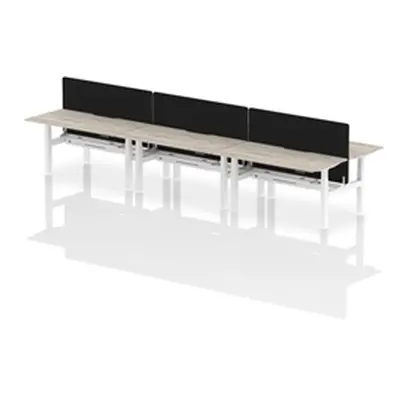 Air B2B 1600x800 Adjustable 6P Bench Desk Scallop Gry Oak/White/Screen