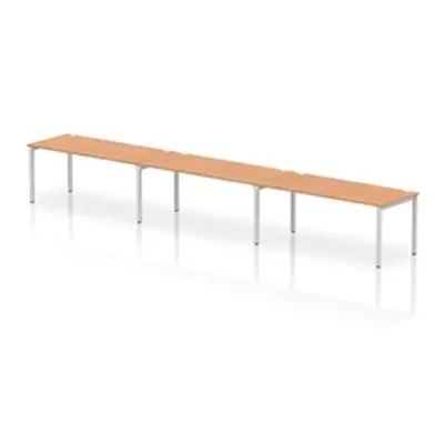 Impulse Bench Single Row 3 Person 1800 Silver Frame Bench Desk Oak