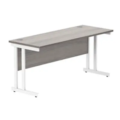 Office Rectangular Desk Double Cantilever 1600X600 Grey Oak/White