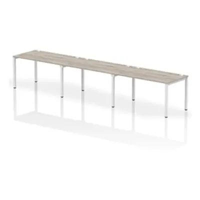 Impulse Bench Single Row 3 Person 1400 White Frame Bench Desk Grey Oak