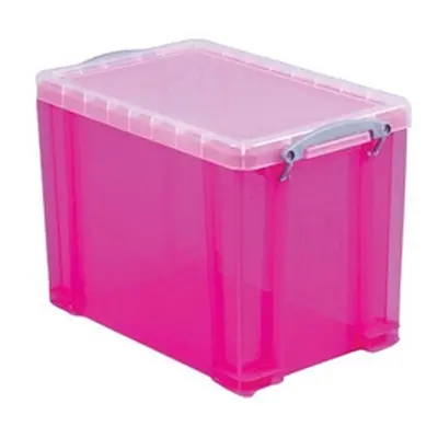 Really Useful Pink Plastic Storage Box 18 Litre (Clear Lid)