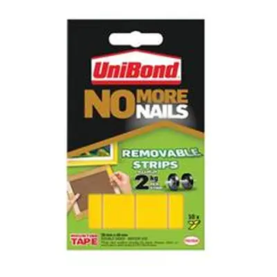 No More Nails Removable Adhesive Strips 20x40mm Yellow (Pack of 10)