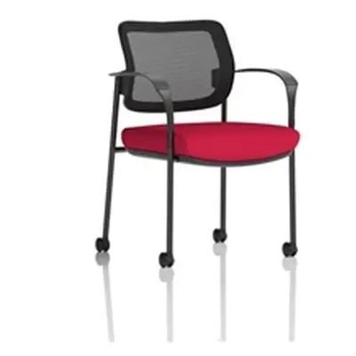 Brunswick Deluxe Mesh Back Black Frame Seat Cherry With Arms/Castors