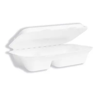 Vegware Bagasse Takeaway Box 2 Compartment 9x6 inch White (Pack 200)