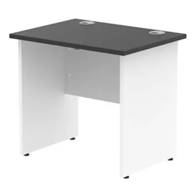 Impulse 800x600mm Straight Office Desk Black Top White Panel End Leg