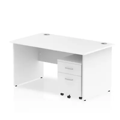 Impulse 1400x800mm Desk White Top Panel End Leg and Mobile Ped