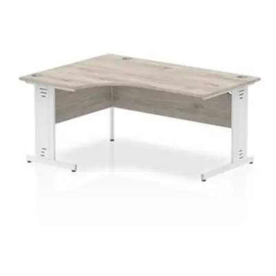 Impulse 1800mm Left Crescent Desk Grey Oak Top White Cable Managed Leg