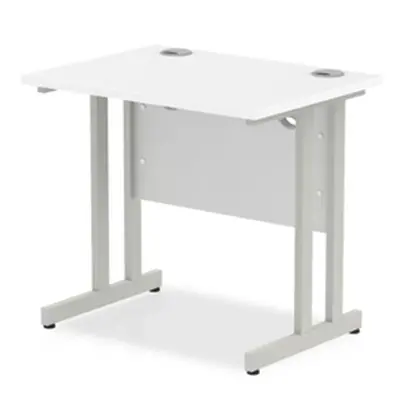 Impulse 800/600 Rectangle Silver Cantilever Leg Desk White - MI002894