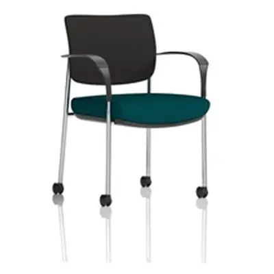 Brunswick Deluxe Black Fabric Back Chrome Frame Seat Teal + Arms