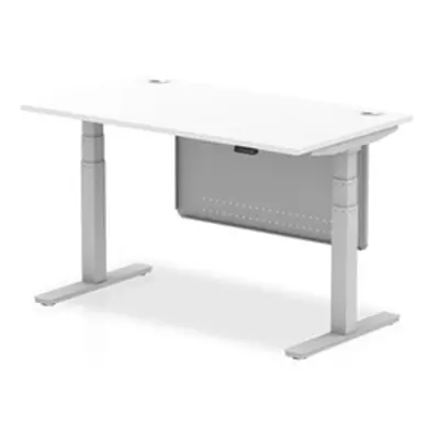 Air 1400x800 Height Adjustable Desk White CP Silver Leg Modesty Panel